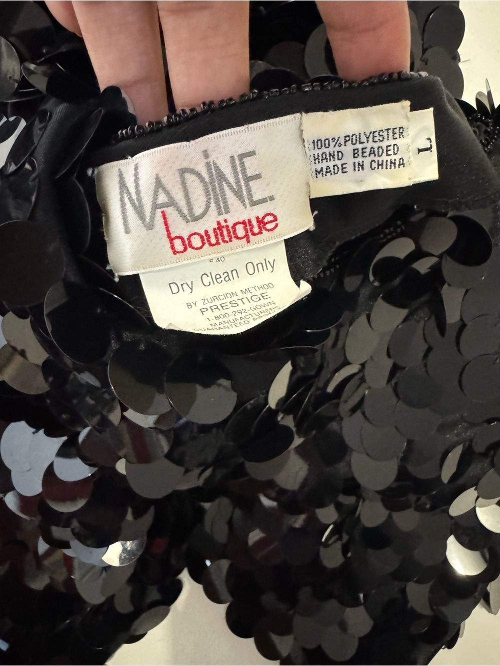 NADINE Boutique Black Big Sequined Vintage Dress large - Picture 5 of 7